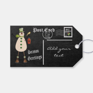 Étiquettes-cadeau Carte postale Stylisée Chalkboard Snowman   Noël