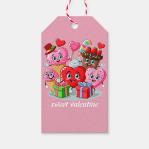 Étiquettes-cadeau Cartoon Heart & Sweet amis valentine's day