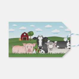Étiquettes-cadeau Cartoon mignon Animaux de ferme Barnyard Illustrat