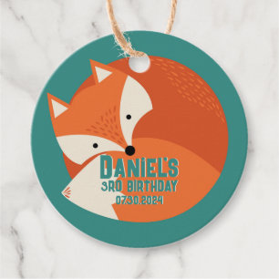 Étiquettes Cadeau Cartoon Red Fox mignon Animaux Anniversaire des en
