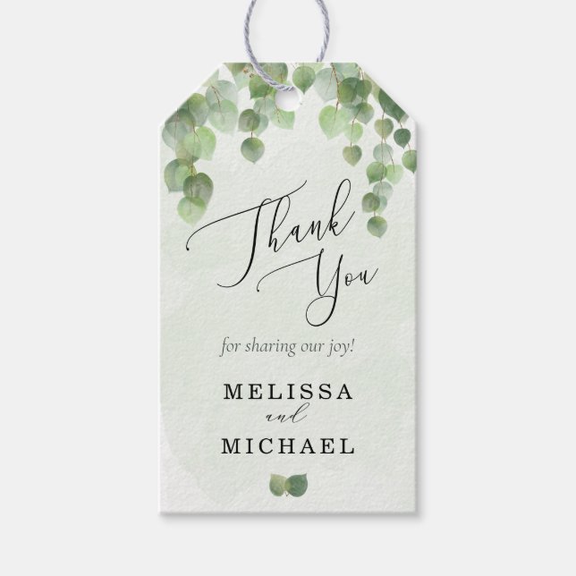 Étiquettes-cadeau Cascading Aquarelle Eucalyptus Mariage Faveur (Devant)