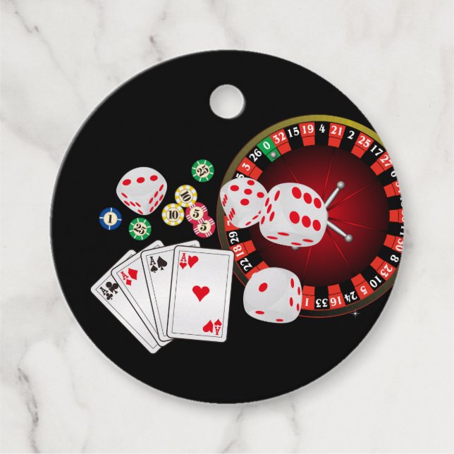 Étiquettes Cadeau casino, vegas, poker, jeux d'argent, adulte (Devant)