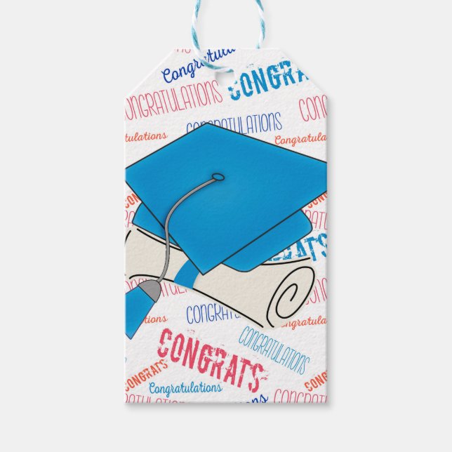 Étiquettes-cadeau Casquette et diplôme bleu Dodger (Devant)