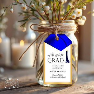 Étiquettes-cadeau Casquettes Partir À Grad Blue & Gold Mens Graduati