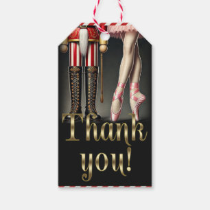 Étiquettes-cadeau Casse-noisette & Ballerine Noir Or Merci 