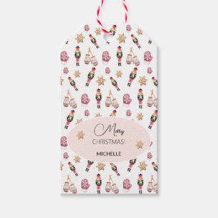 Étiquettes-cadeau Casse-noix rose Sugar Land Aquarelle personnalisée