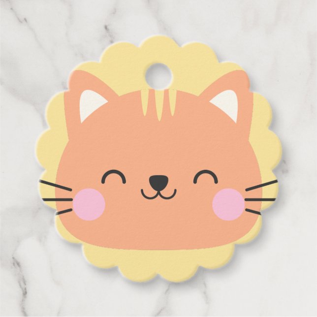 Étiquettes Cadeau Cat Anniversaire Art pour enfants (Devant)