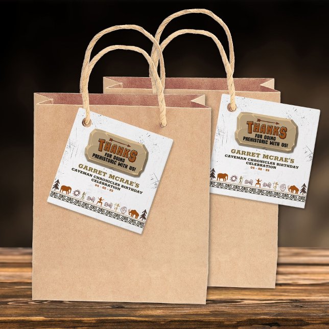 Étiquettes Cadeau Caveman Chronicles Merci (Créateur téléchargé)