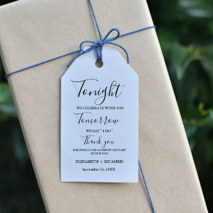 Étiquettes-cadeau Ce soir, nous célébrons la répétition mariage sign