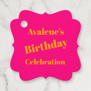 Étiquettes Cadeau Célébration d'anniversaire Bold Pink et Bright Ora