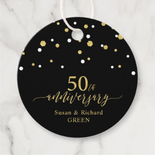 Étiquettes Cadeau Célébration des 50 ans de mariage Or & Noir
