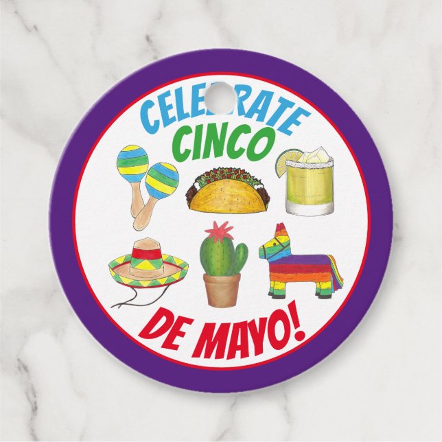 Étiquettes Cadeau Célébration du Cinco de Mayo Fiesta Taco Piñata Ca (Devant)