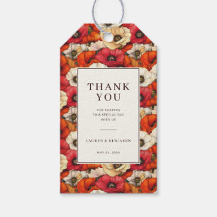 Étiquettes-cadeau Célébration florale rouge joyeuse