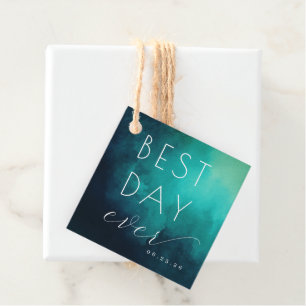 Étiquettes Cadeau Célébration Optimiste Aquarelle Sarcelle