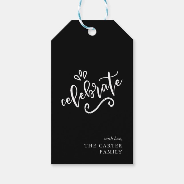 Étiquettes-cadeau Célébrer les vacances de typographie (Devant)