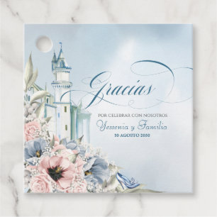 Étiquettes Cadeau Cendrillon Fairy Tale Bleu clair rose espagnol