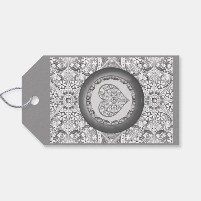 Étiquettes-cadeau Céramique gris dentelle (Dos (Horizontal))