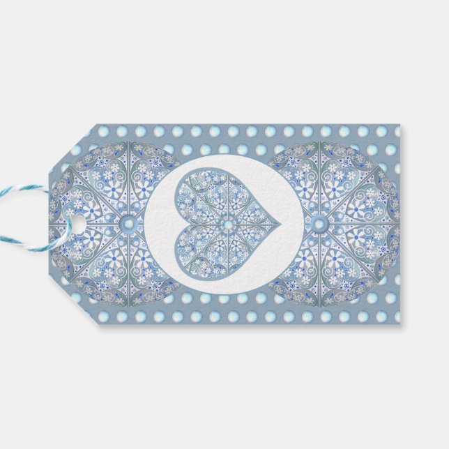 Étiquettes-cadeau Céramique Lace Bleu clair (Dos Horizontal)