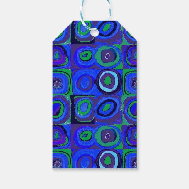 Étiquettes-cadeau Cercle Carré Kandinsky Farbstudie Blue Quadrate (Devant)