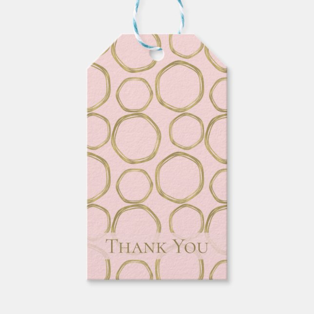Étiquettes-cadeau Cercles d'or & Blushing rose moderne tendance chic (Devant)