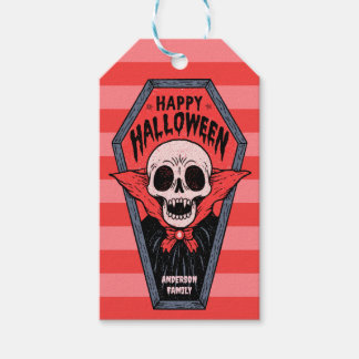 Étiquettes-cadeau Cercueil de Vampire Squelette Squelettique Joyeux