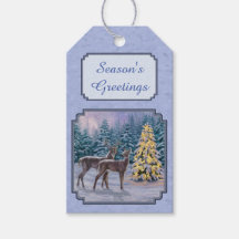 Cerf et arbre de Noël Bleu d'hiver