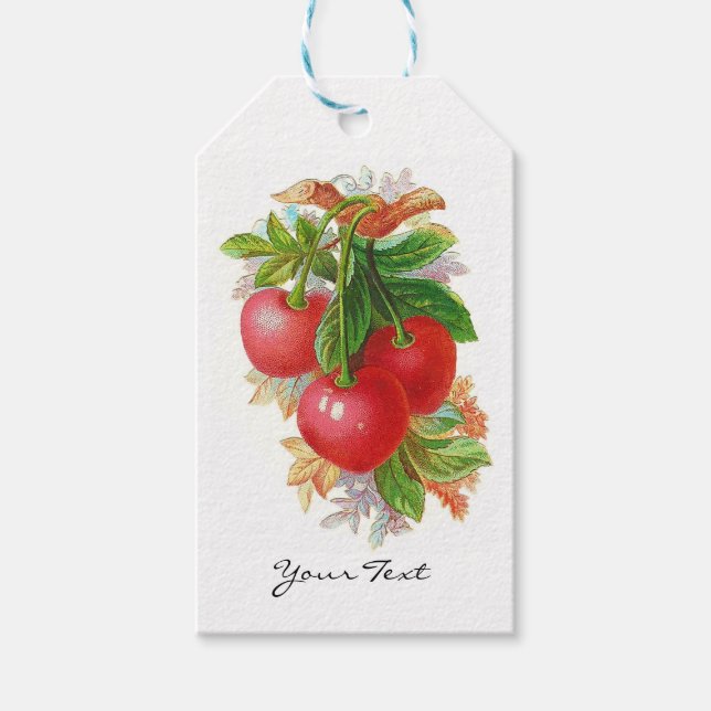 Étiquettes-cadeau Cerises vintages (Devant)
