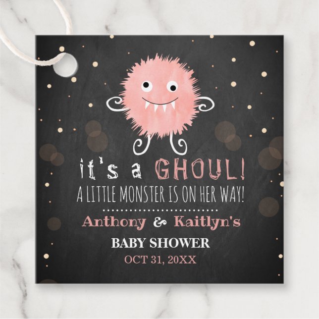 Étiquettes Cadeau C'est A Ghoul ! Baby shower d'Halloween de Little  (Devant)