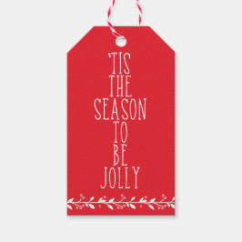 Étiquettes-cadeau 'C'Est La Saison D'Être Jolly Rouge/Blanc Garland