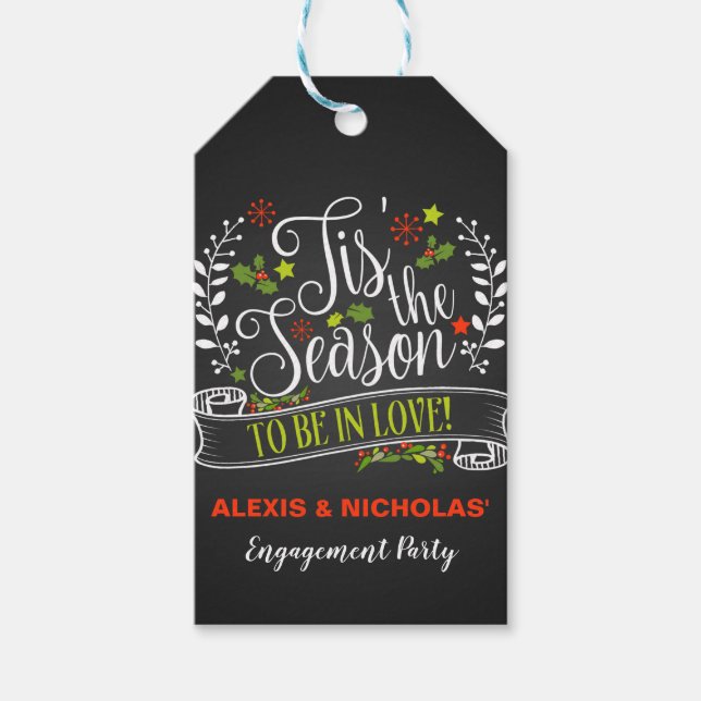 Étiquettes-cadeau C'est Noël/Fêtes Fiançailles de saison (Devant)