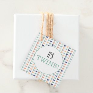 Étiquettes Cadeau C'est Twins Modern Geometry Twins Baby shower
