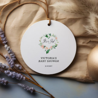 Étiquettes Cadeau C'est un Baby shower rose vif