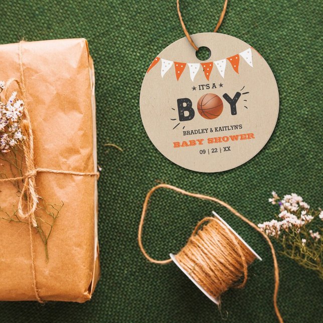 Étiquettes Cadeau C'est un garçon ! Baby shower de base-ball à thème (Créateur téléchargé)