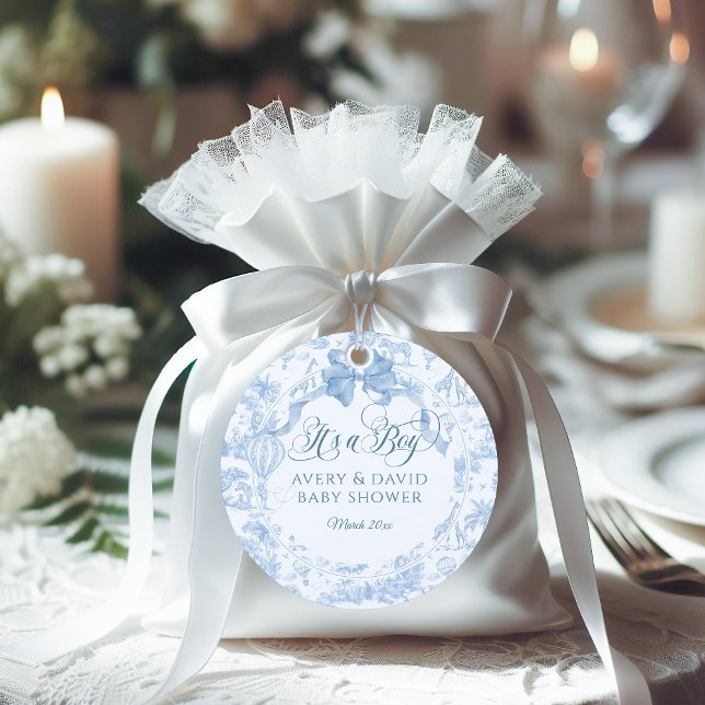 Étiquettes Cadeau C'est un Garçon Toile Bleu Safari Baby shower anim (Créateur téléchargé)
