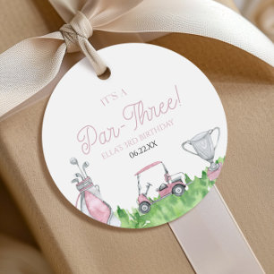 Étiquettes Cadeau C'est une fête d'anniversaire de 3 ans de golf ros