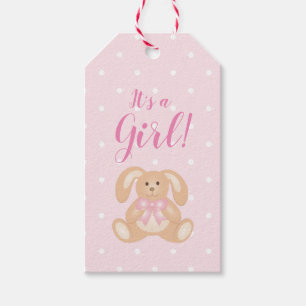 Étiquettes-cadeau C'est une fille Baby shower mignonne lapin rose