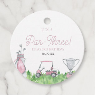 Étiquettes Cadeau C'est une partie de golf rose 3ème anniversaire