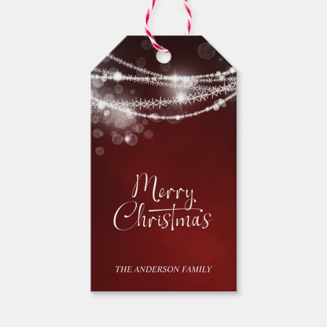 Étiquettes-cadeau Chaîne Lights Noël rouge (Devant)