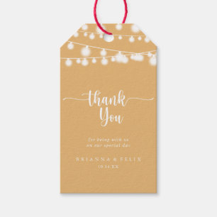 Étiquettes-cadeau Chaîne rustique éclaire Merci Mariage jaune