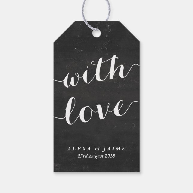 Étiquettes-cadeau Chalboard Avec Amour Cute Moderne Calligraphie (Devant)