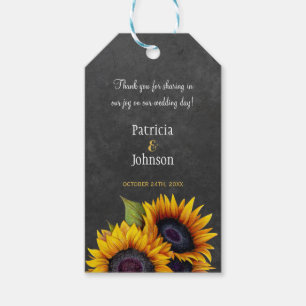 Étiquettes-cadeau Chalet de tournesol rustique pour mariage