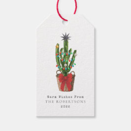 Étiquettes-cadeau Chaleureux voeux Cactus Noël