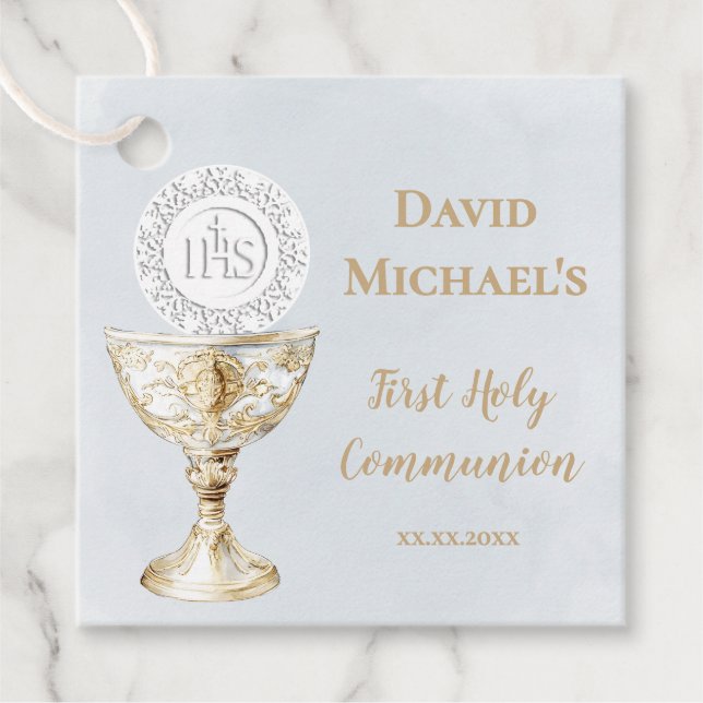 Étiquettes Cadeau Chalice Host First Holy Communion (Devant)