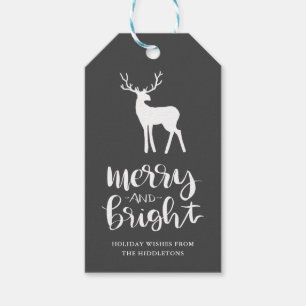 Étiquettes-cadeau Chalkboard Antler Merry & Bright Script Christmas