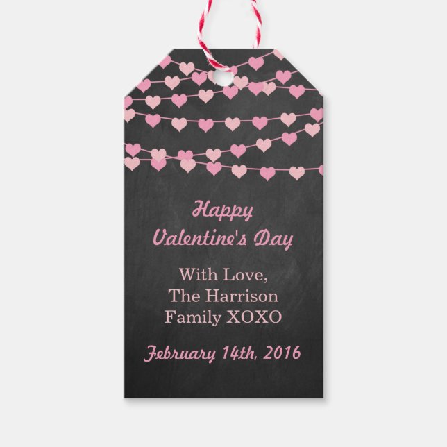 Étiquettes-cadeau Chalkboard Chaîne d'amour Heureuse Sainte-Valentin (Devant)