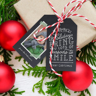 Étiquettes-cadeau Chalkboard Letting Holiday Photo Tags cadeaux