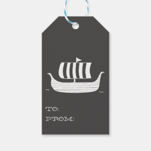 Étiquettes-cadeau Chaloupe de bateau de Viking avec la couleur faite