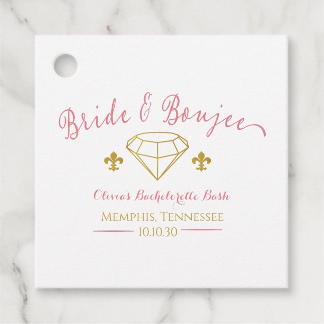 Étiquettes Cadeau Chambre Boujee Diamond Bachelorette (Devant)