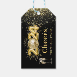 Étiquettes-cadeau Champage d'or à la fête du Nouvel An à la veille d