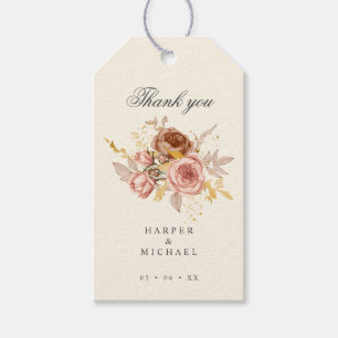 Étiquettes-cadeau champagne brun rose rose pâle mariage merci